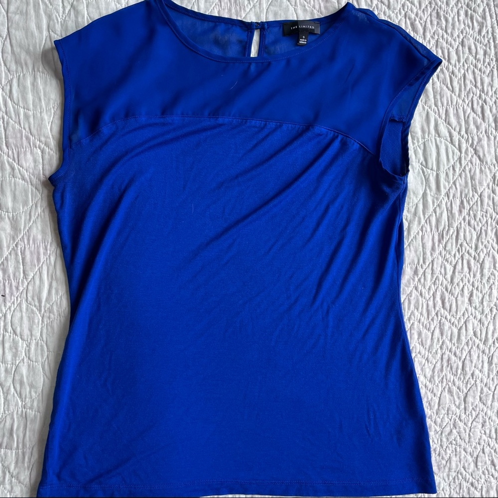 The Limited royal blue tshirt with mesh yoke